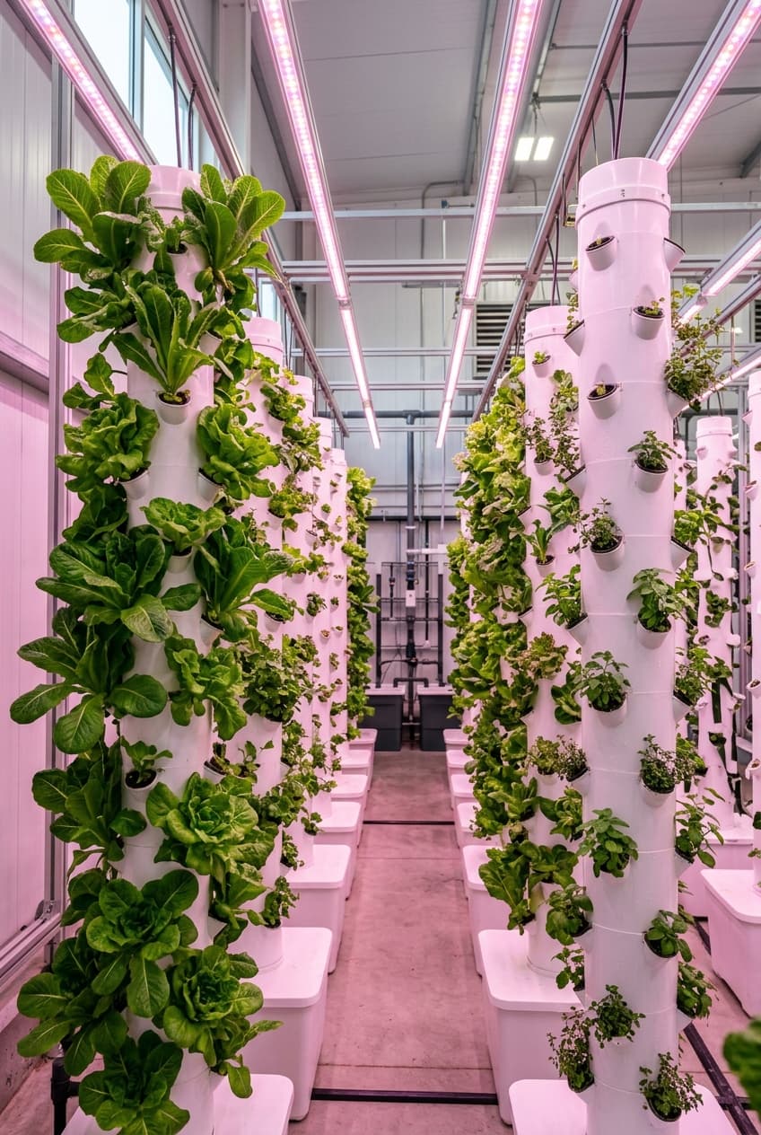 Multi-tiered vertical hydroponic aeroponic towers with full spectrum lighting