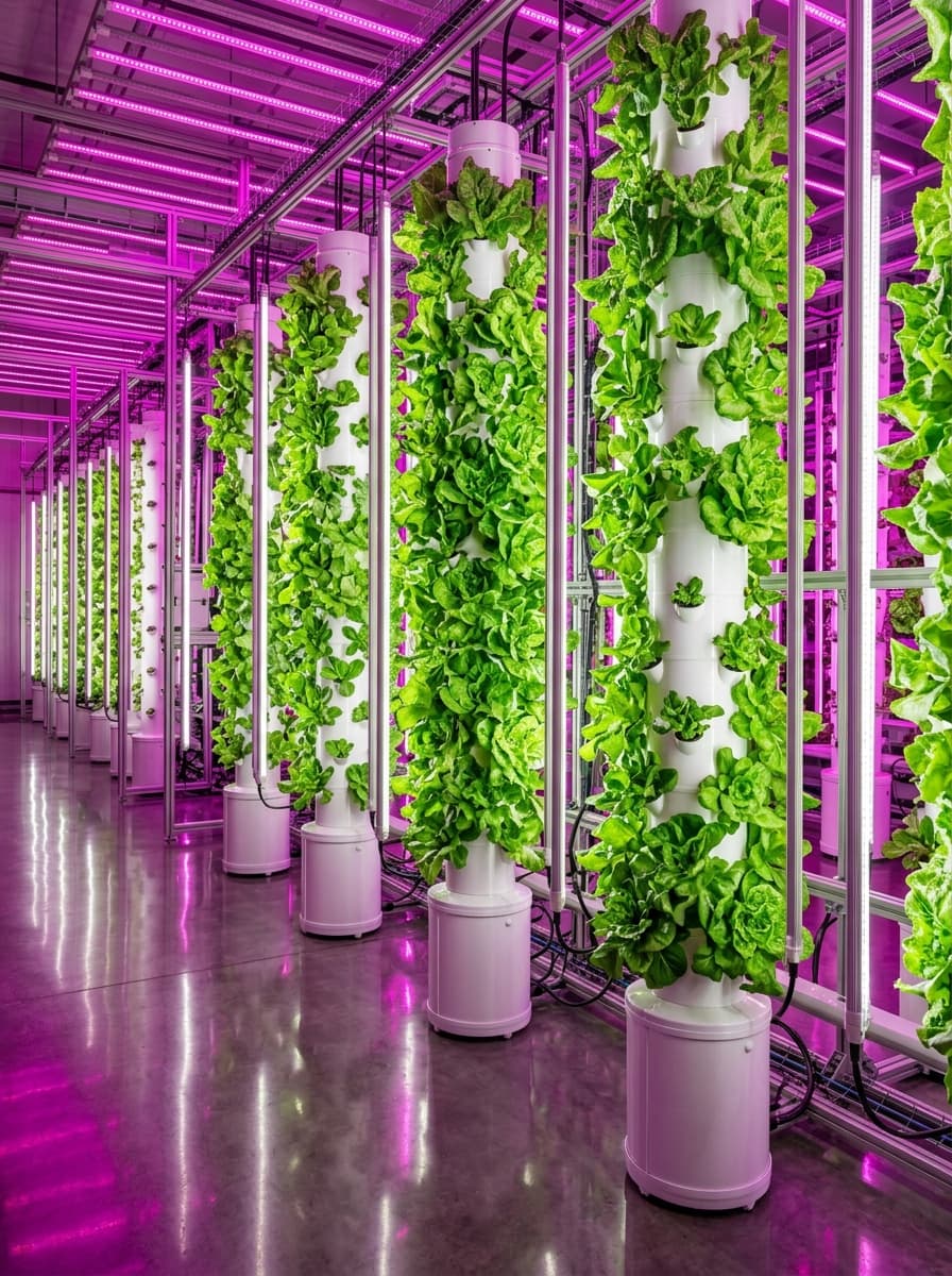 Scenic view of Vertical A-Frame Towers in Aeroponic